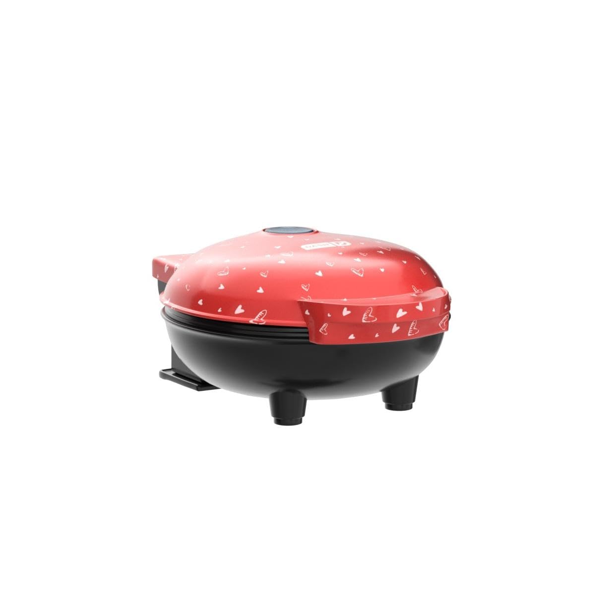 Dash Mini Maker For Individual Waffles, Hash Browns, Keto Chaffles With Easy To Clean, Non-Stick Surfaces, 4 Inch, Red Love Hear